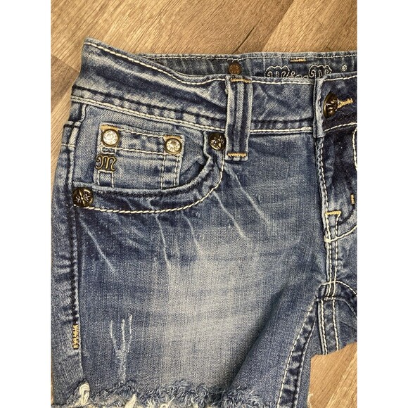 Miss Me Cut Off Shorts Womens 25 Low Rise Aztec Embroidered Bling Rhinestone - Picture 3 of 9